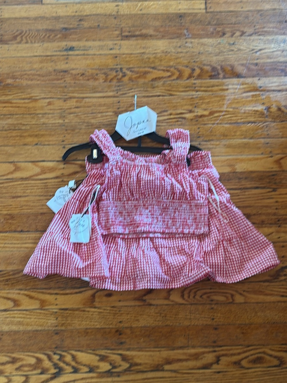 ✨SOLD✨Red & White Gingham Smocked Baby Dress